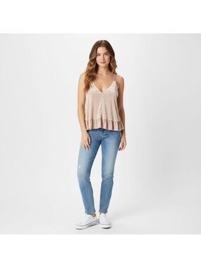 Aerie Blush Pink Velvet Layered Tank Top Double Straps XL